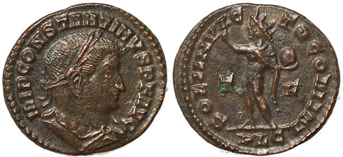 Roman coin of Constantine I - SOLI INVICTO COMITI - Lugdunum